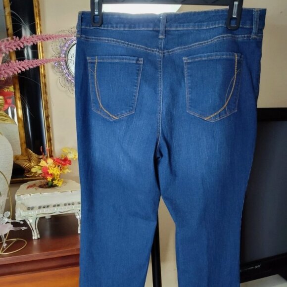 Bandolino Mandie Straight Leg Women's Blue Denim Jeans Stretch Size 16PS - Picture 2 of 8